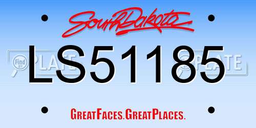 LS51185 South Dakota License Plate