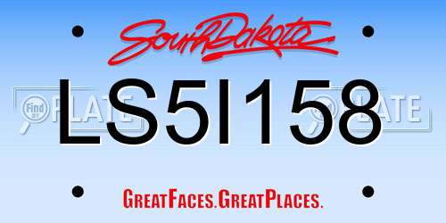 LS5I158 South Dakota License Plate