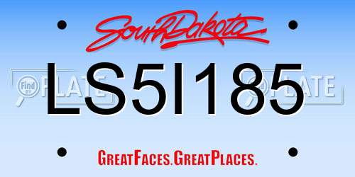 LS5I185 South Dakota License Plate