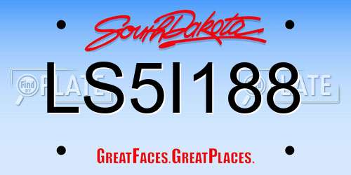 LS5I188 South Dakota License Plate