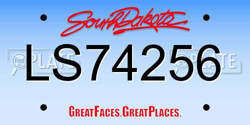 LS74256 South Dakota License Plate