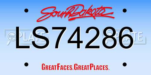 LS74286 South Dakota License Plate