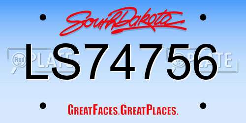 LS74756 South Dakota License Plate