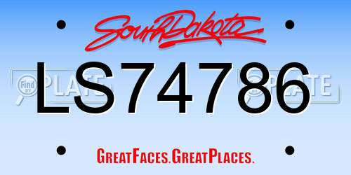 LS74786 South Dakota License Plate