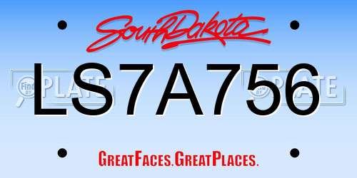 LS7A756 South Dakota License Plate