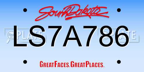 LS7A786 South Dakota License Plate