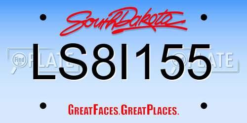LS8I155 South Dakota License Plate