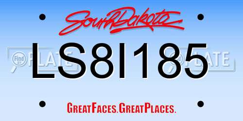 LS8I185 South Dakota License Plate