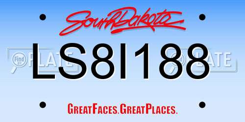 LS8I188 South Dakota License Plate
