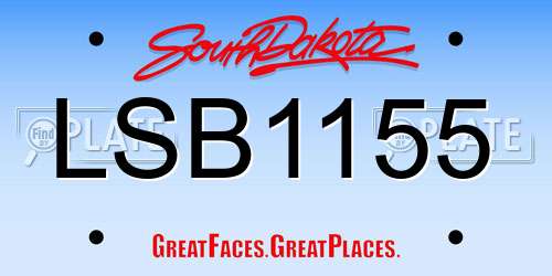 LSB1155 South Dakota License Plate
