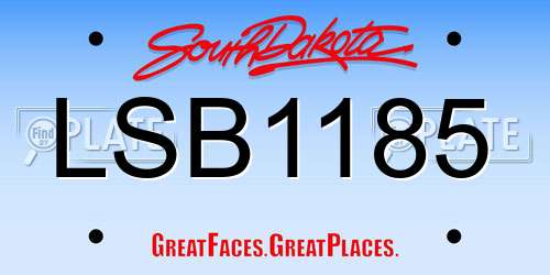 LSB1185 South Dakota License Plate