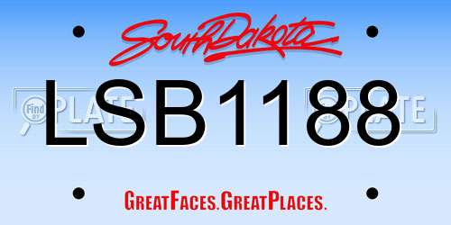 LSB1188 South Dakota License Plate