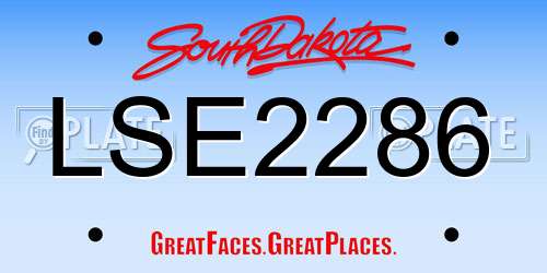 LSE2286 South Dakota License Plate
