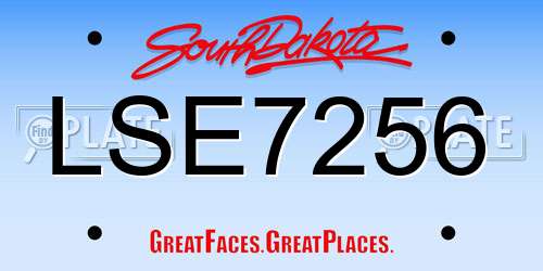 LSE7256 South Dakota License Plate