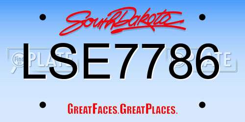 LSE7786 South Dakota License Plate