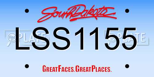 LSS1155 South Dakota License Plate