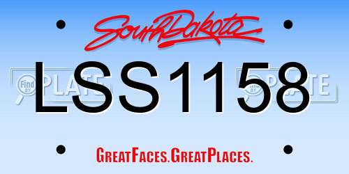 LSS1158 South Dakota License Plate