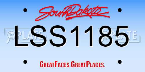 LSS1185 South Dakota License Plate