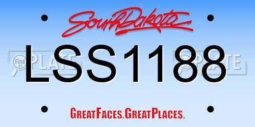 LSS1188 South Dakota License Plate