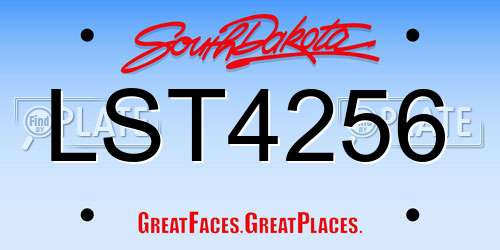 LST4256 South Dakota License Plate