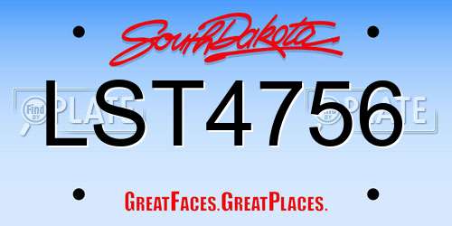 LST4756 South Dakota License Plate