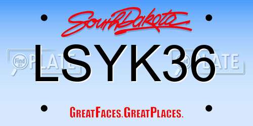 LSYK36 South Dakota License Plate