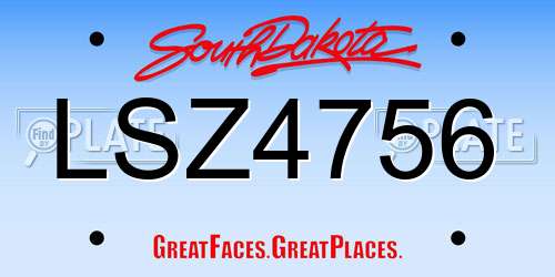 LSZ4756 South Dakota License Plate