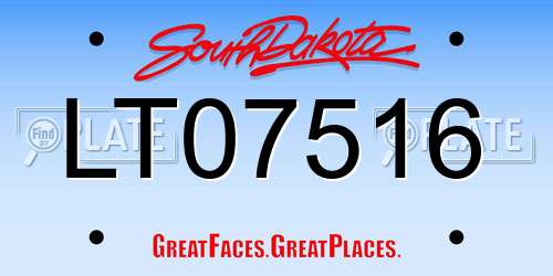 LT07516 South Dakota License Plate