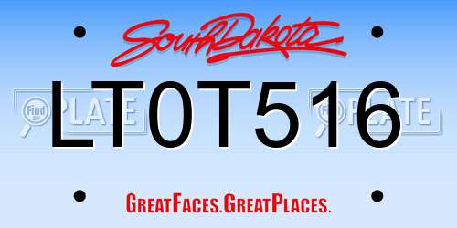 LT0T516 South Dakota License Plate