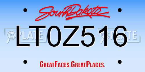 LT0Z516 South Dakota License Plate