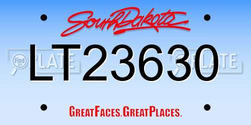 LT23630 South Dakota License Plate
