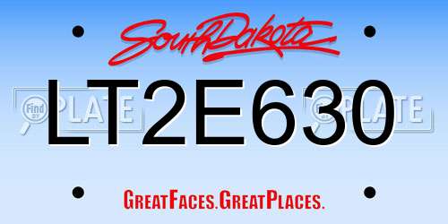 LT2E630 South Dakota License Plate