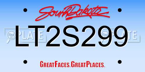 LT2S299 South Dakota License Plate