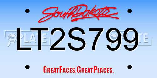 LT2S799 South Dakota License Plate