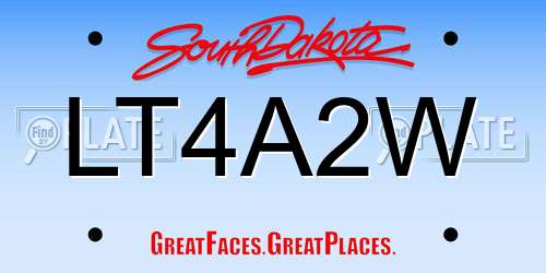 LT4A2W South Dakota License Plate