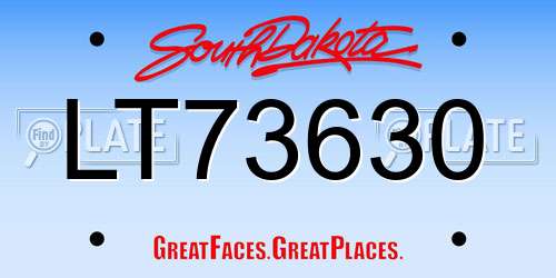 LT73630 South Dakota License Plate