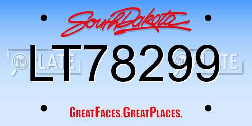 LT78299 South Dakota License Plate
