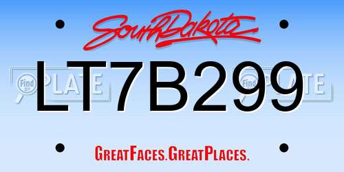 LT7B299 South Dakota License Plate