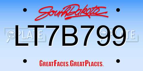 LT7B799 South Dakota License Plate