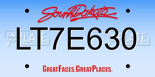 LT7E630 South Dakota License Plate