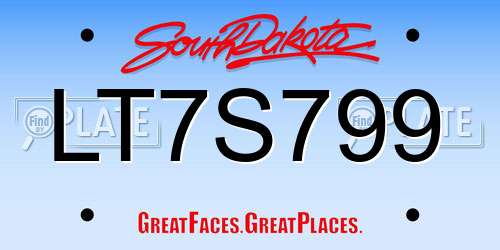 LT7S799 South Dakota License Plate