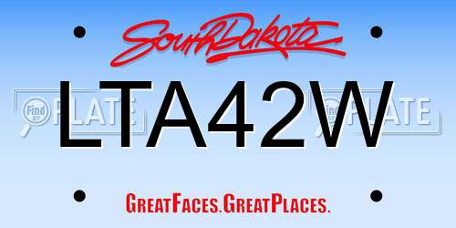 LTA42W South Dakota License Plate