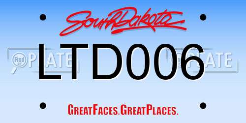 LTD006 South Dakota License Plate