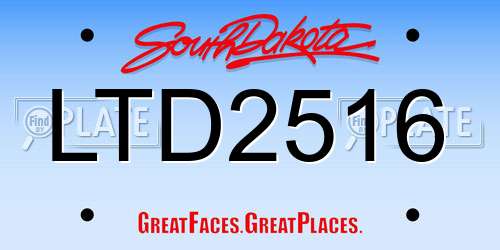 LTD2516 South Dakota License Plate