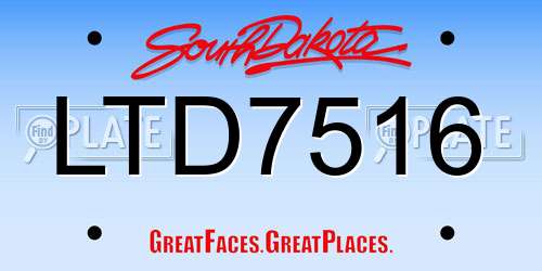 LTD7516 South Dakota License Plate