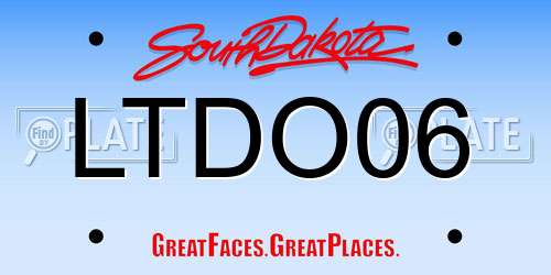 LTDO06 South Dakota License Plate