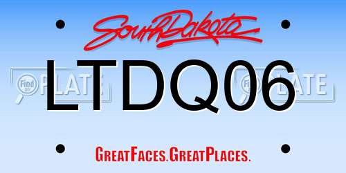 LTDQ06 South Dakota License Plate