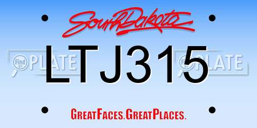 LTJ315 South Dakota License Plate