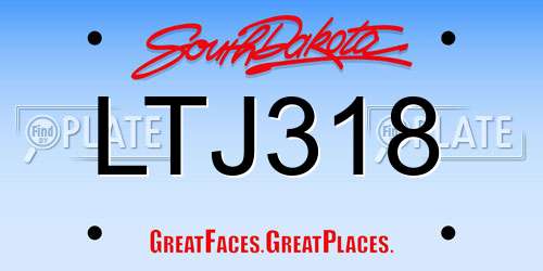 LTJ318 South Dakota License Plate