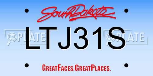 LTJ31S South Dakota License Plate